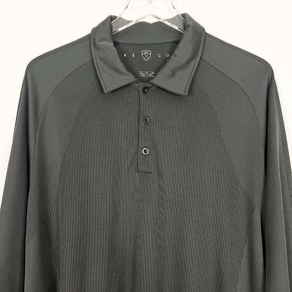 Nike Golf Performance Polo Men's Size XL Charcoal Long Sleeve Moisture-Wicking